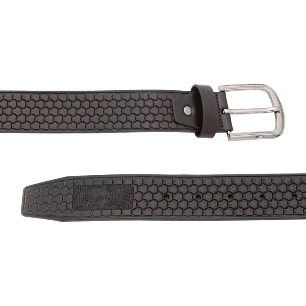 Woodland Creek Men's Embossed Brown Leather Fisherman's Belt, 44